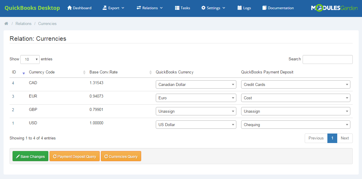 ModulesGarden QuickBooks Desktop For WHMCS - Relations