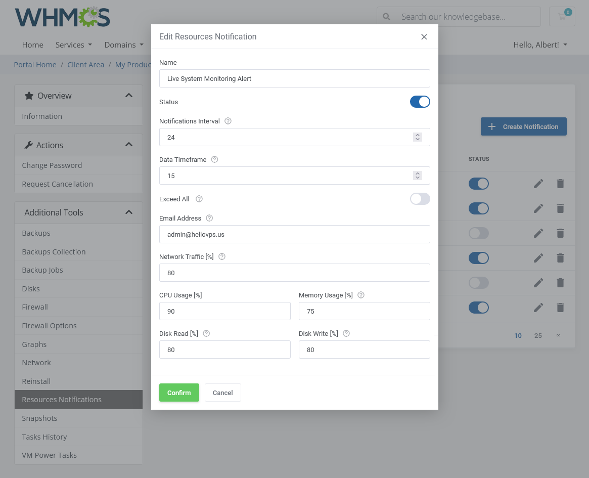 ModulesGarden Proxmox VE VPS for WHMCS 3.7.0 - Resource Notification Creation