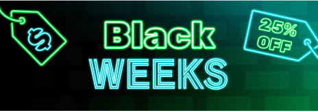 Join the Black Weeks frenzy and pay 25% less!