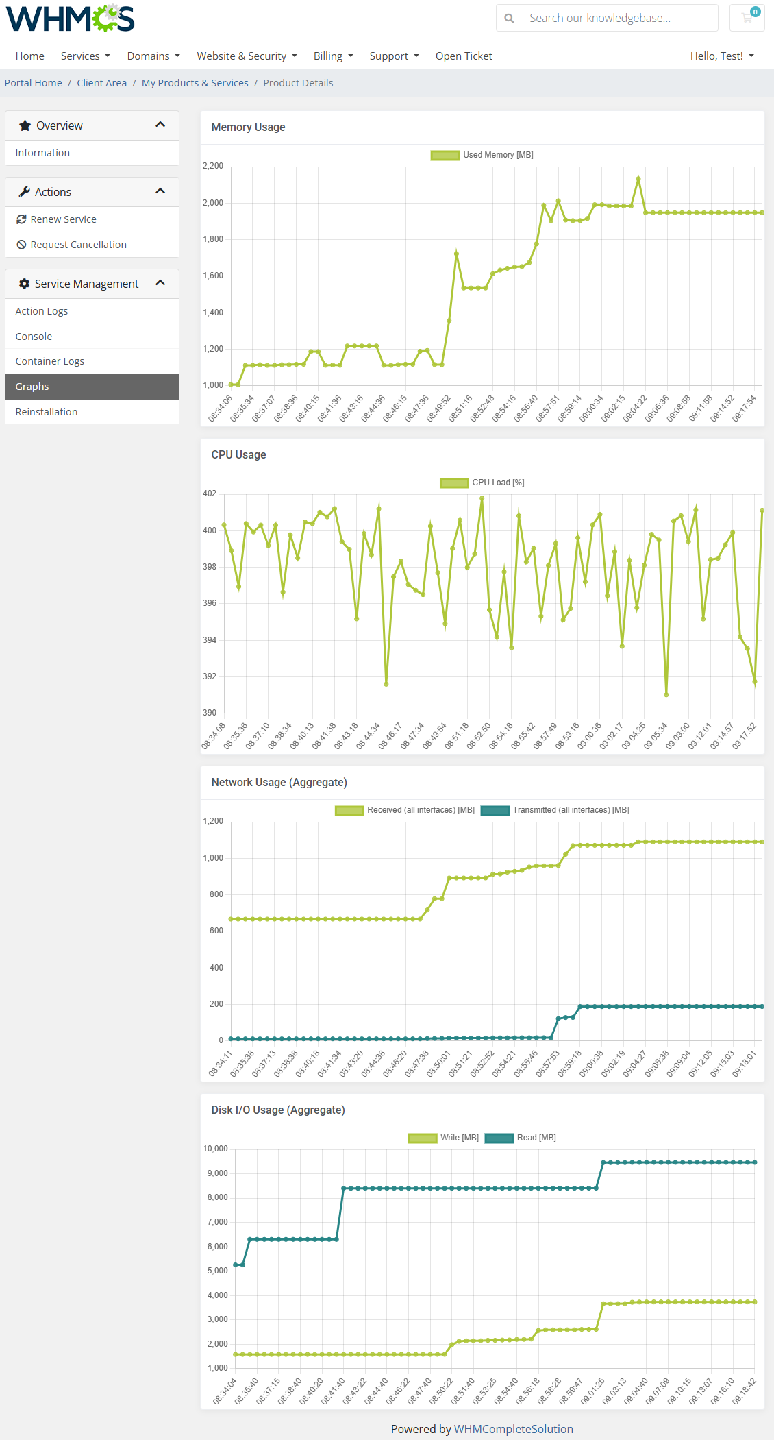 Performance Graphs - Portainer Docker Containers For WHMCS